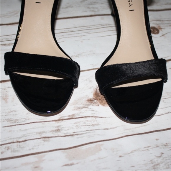 Via Spiga Black Velvet Ankle Strap Mid Heel Sandal - Picture 3 of 6